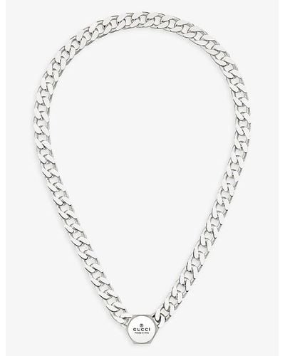 Gucci Logo-engraved Sterling Necklace - White
