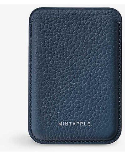 Mintapple Logo-embossed Magsafe Leather Wallet - Blue
