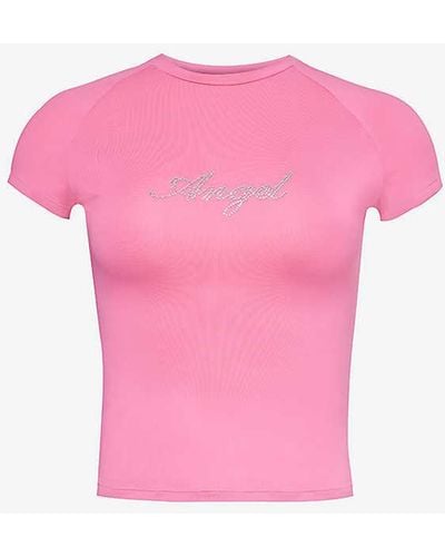 MISBHV Angel Rhinestone-embellished Recycled Polyester-blend Top - Pink