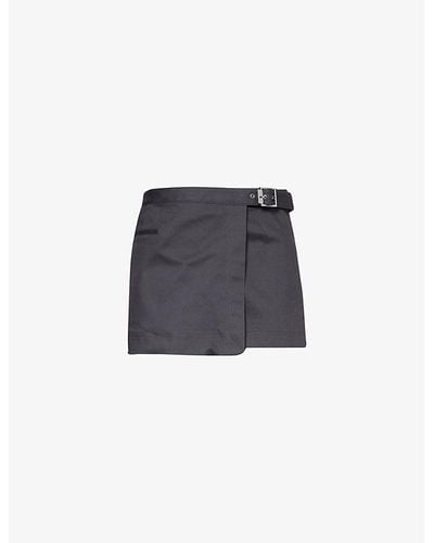 Sir. The Label Brixton Belted-waist Cotton-blend Twill Mini Skirt - Black