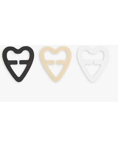 Fashion Forms Heart Strap Solution Plastic Clips Set Of Three - Multicolour