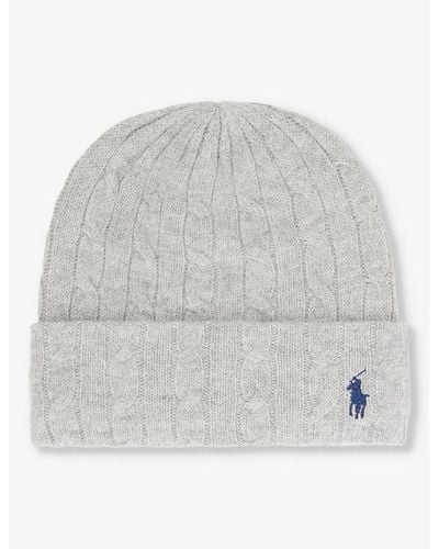 Polo Ralph Lauren Embroidered-logo Wool And Cashmere-blend Beanie - Gray