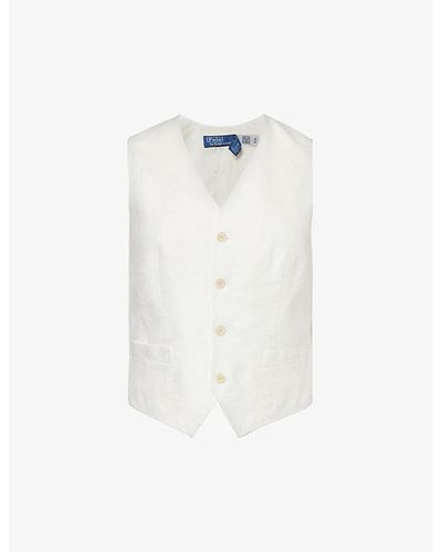 Polo Ralph Lauren V-neck Regular-fit Linen Waistcoat - White
