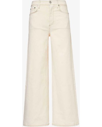 Rag & Bone Sofie Crop Brand-patch Wide-leg High-rise Denim-blend Jeans - White