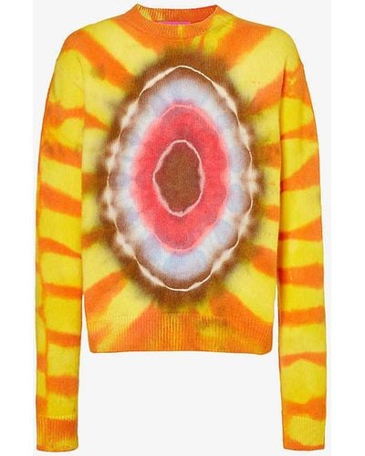 The Elder Statesman Tie-dye Dropped-shoulder Relaxed-fit Cashmere Jumper - White