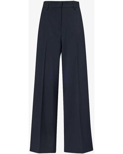 Weekend by Maxmara Vy Visivo Wide-leg Mid-rise Wool Trousers - Blue