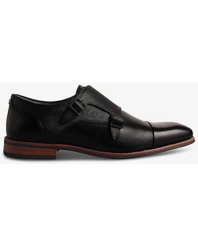 Ted Baker Alicott Double-monk Leather Shoes - Black