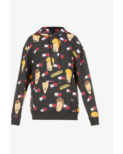 Tommy Hilfiger Mens Blackout X Mtv Beavis And Butt-head Graphic-print Cotton-jersey Hoody S - Multicolour