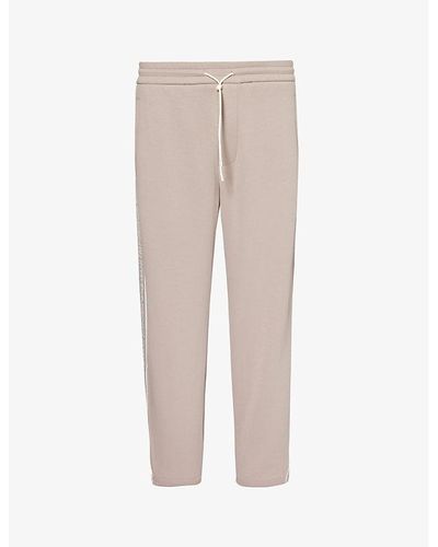 Emporio Armani Logo Tape-embroidered Cotton-blend Jersey jogging Bottoms X - Natural