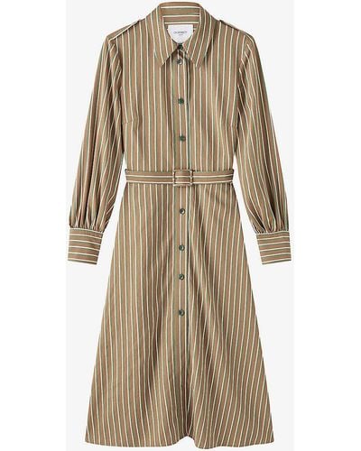 LK Bennett Frances Stripe-pattern Woven Midi Dress - Natural