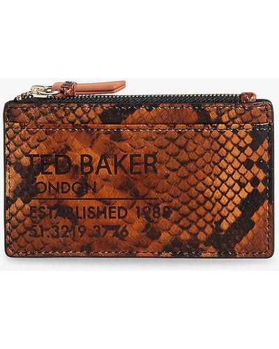 Ted Baker Darcens Branded-webbing Leather Coin Purse - Brown
