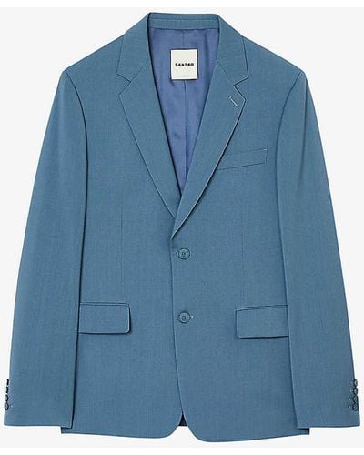 Sandro Single-breasted Slim-fit Wool Blazer - Blue