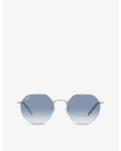 Ray-Ban Rb3565 Jack Hexagonal-frame -toned And Acetate Sunglasses - Metallic