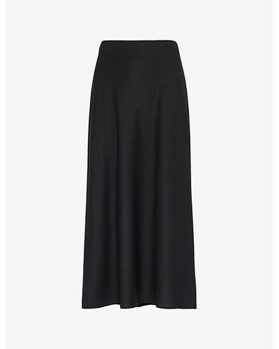 Whistles Louise Bias-cut Woven Midi Skirt - Black