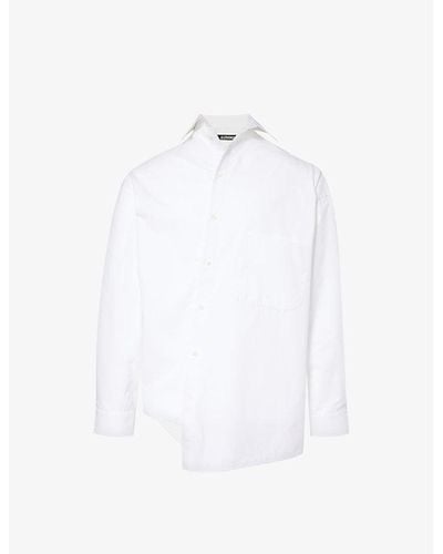 Jacquemus Le Chemise Cuadro Relaxed-fit Cotton-poplin Shirt - White