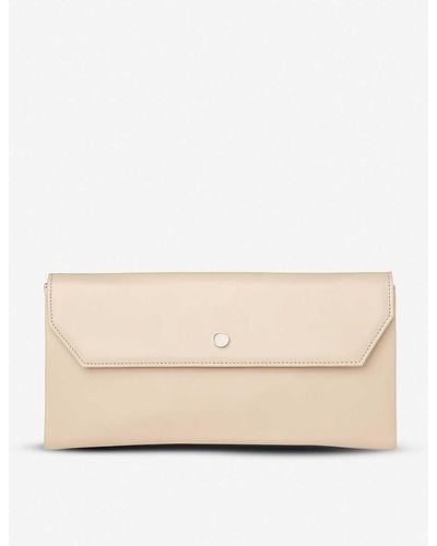 LK Bennett Dora Leather Clutch Bag - Natural