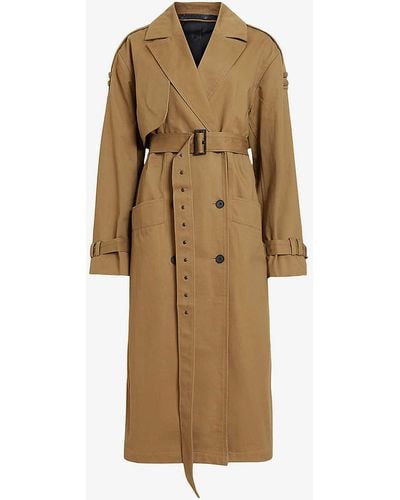 AllSaints Wyatt Belted Organic-cotton Trench Coat - Natural
