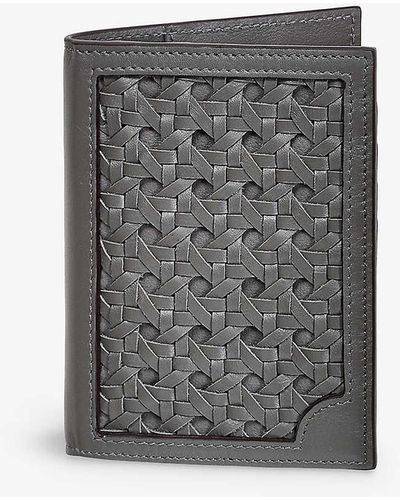 Aviteur Woven-design Leather Passport Holder - Grey