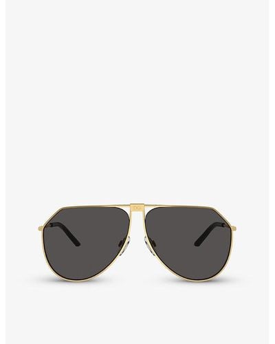 Dolce & Gabbana Dg2248 Pilot-frame Metal Sunglasses - Grey