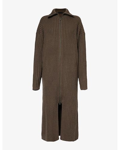 Fear Of God Essentials Ribbed Woven-blend Cardigan - Brown