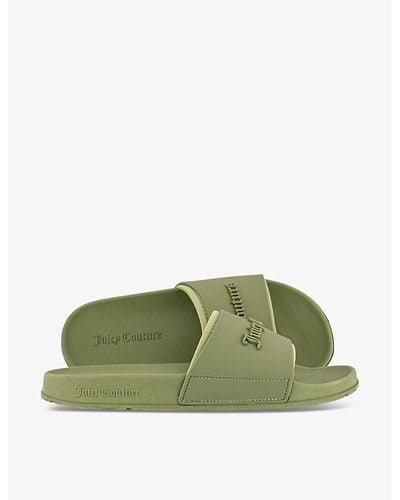 Juicy Couture Breanna Logo-embossed Rubber Sliders - Green