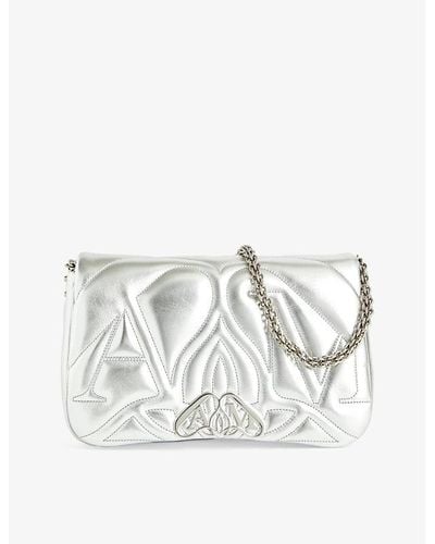 Alexander McQueen The Seal Embroidered-leather Cross-body Bag - White