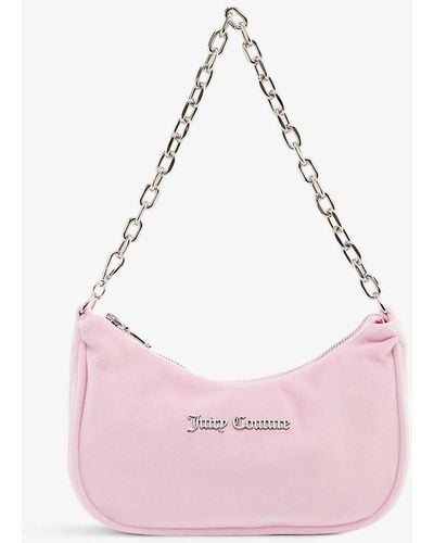 Juicy Couture Logo-plaque Velour Shoulder Bag - Pink