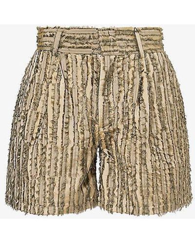 LABRUM LONDON Frayed Mid-rise Woven Shorts X - Natural