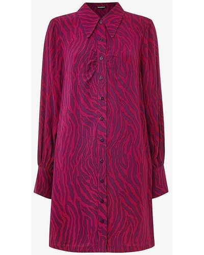 Whistles Zebra Stripe-print Recycled-polyester Mini Dress - Purple