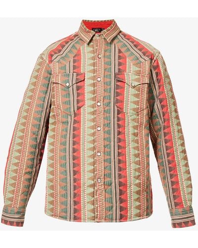 RRL Patterned Padded Relaxed-fit Cotton-canvas Shirt - Multicolour
