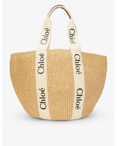 Chloé Woody Medium Paper Basket Bag - White