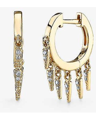 Sydney Evan Fringe 14ct Yellow-gold And 0.096ct Diamond Hoop Earrings - Natural