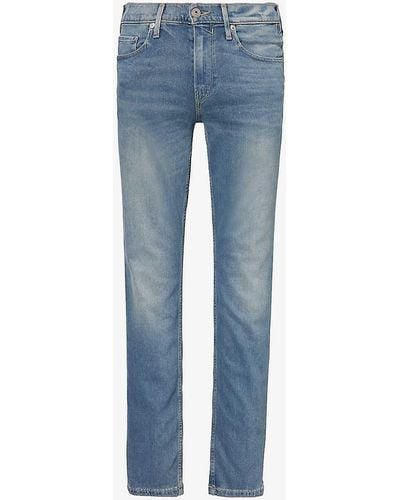 PAIGE Federal Slim Straight-leg Mid-rise Stretch-denim Blend Jeans - Blue