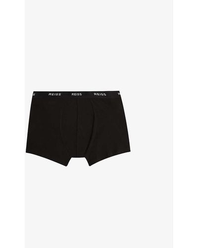 Reiss Pack Of Three Heller Stretch Organic-cotton Boxers - Black