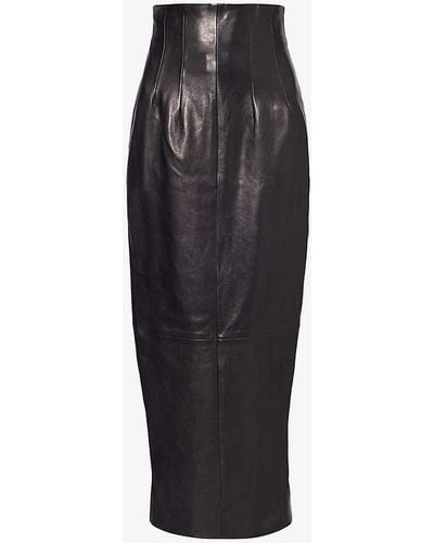 Khaite Ruddy Slim-fit Leather Midi Pencil Skirt - Black