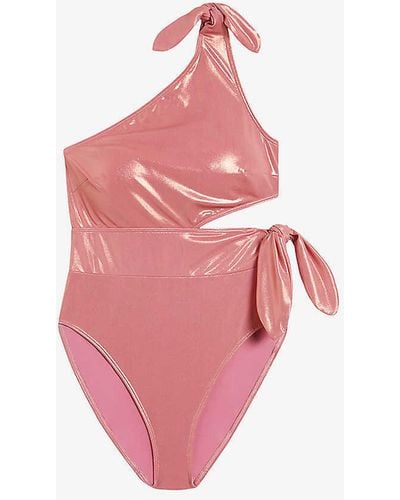 Ted Baker Astile One-shoulder Cut-out Swimsuit - Pink