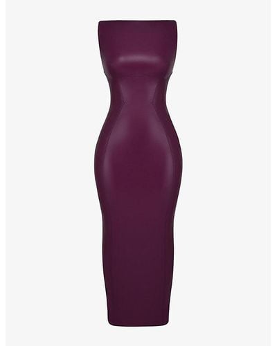 House Of Cb Sahara Sleeveless Form-fitting Faux-leather Maxi Dress - Purple