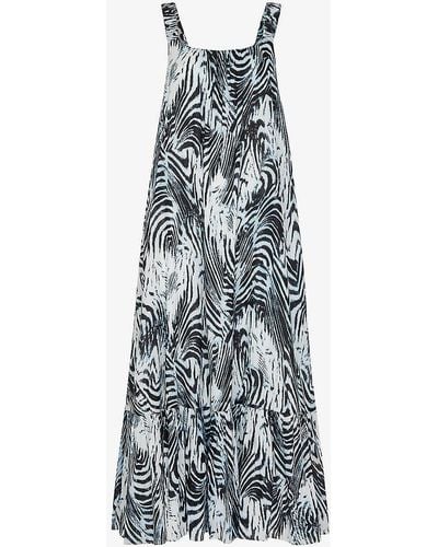Whistles Rhea Tiger-print Tiered-hem Cotton Midi Dress - Multicolour