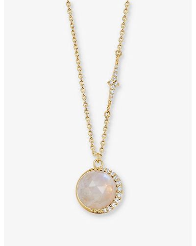 Astley Clarke Luna Large 18ct Yellow Gold-plated Vermeil Sterling-silver And Moonstone Pendant Necklace - Metallic