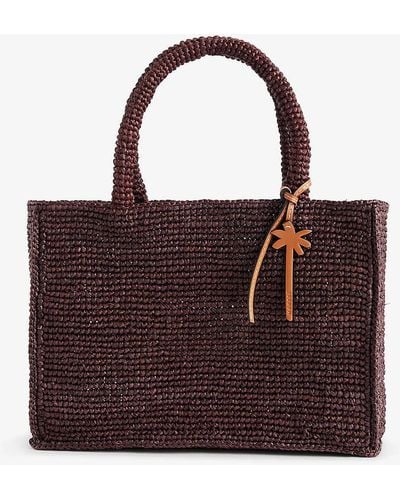 Manebí Sunset Small Raffia Tote Bag - Red