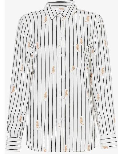 Rails Kathryn Graphic-print Striped Rayon Shirt - White