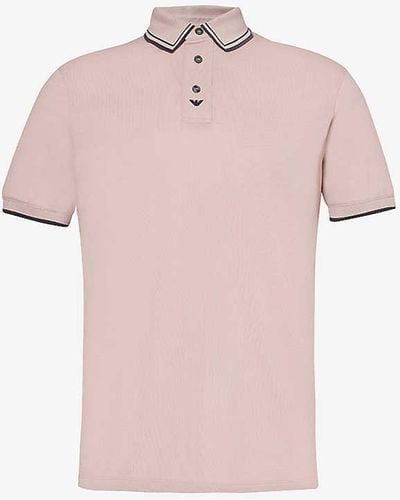 Emporio Armani Brand-embroidered Cotton-piqué Polo Shirt - Pink