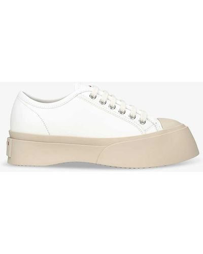 Marni Pablo Platform-sole Leather Low-top Trainers - Natural
