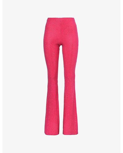 GOOD AMERICAN Crystal-embellished Flared High-rise Stretch-cotton Pants X - Pink