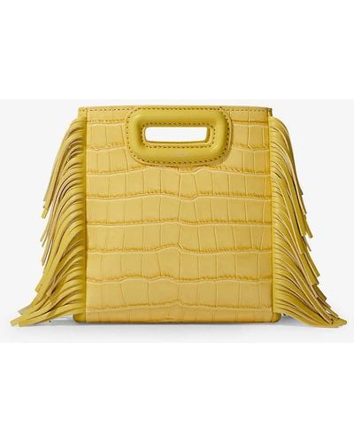 Maje M Mini Mock-croc Embossed-leather Cross-body Bag - Yellow
