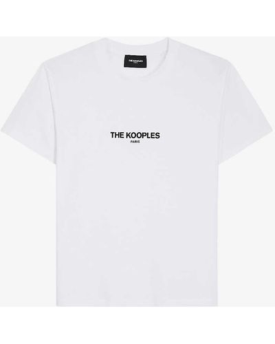 The Kooples Brand-print Cotton-jersey T-shirt - White