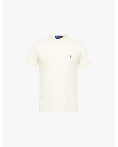 Polo Ralph Lauren Logo-embroidered Short-sleeve Cotton-pique Polo Shirt - White