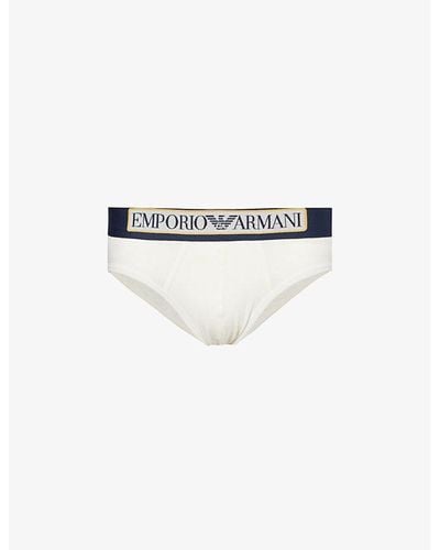 Emporio Armani Branded-waistband Stretch-cotton Trunks X - White