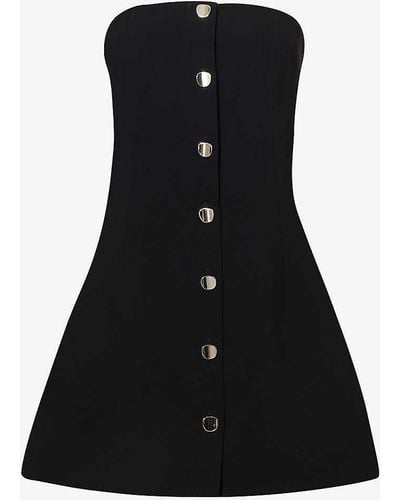 Viktoria & Woods Succession Curved-neck Woven Mini Dress - Black
