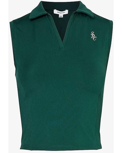 Sporty & Rich Polo-neck Sleeveless Stretch-woven Top - Green